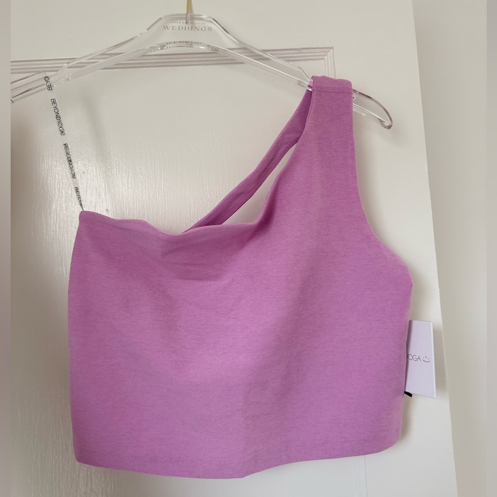 NWT Beyond Yoga Spacedye The Bold Shoulder Cropped Tank - Pink Haze Heather - Picture 3 of 6